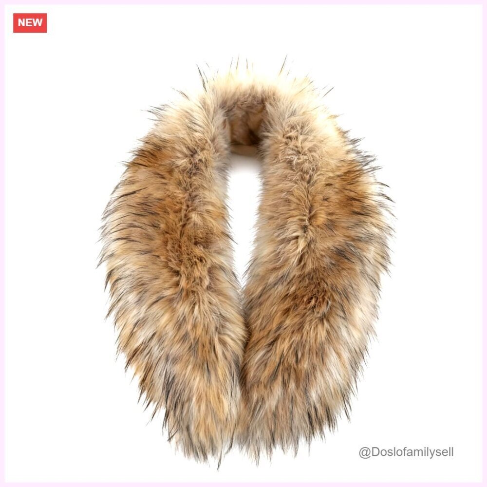Faux Fur Collar Scarf Winter Wrap Imitation Leather Lining 31.5 Inch